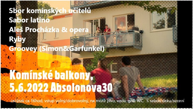 pozvánka na komínské balkony 5. 6. 2022 na Absolonove 30